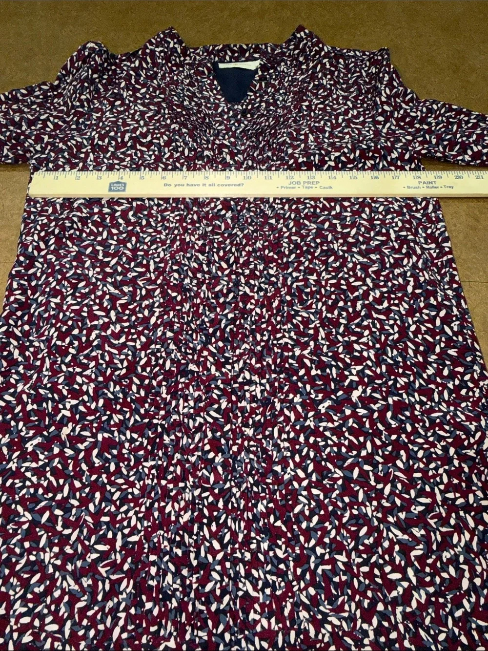Tory Burch Red Agote Confetti Silk Navy & Burgundy Printed Midi Dress • Like NEW